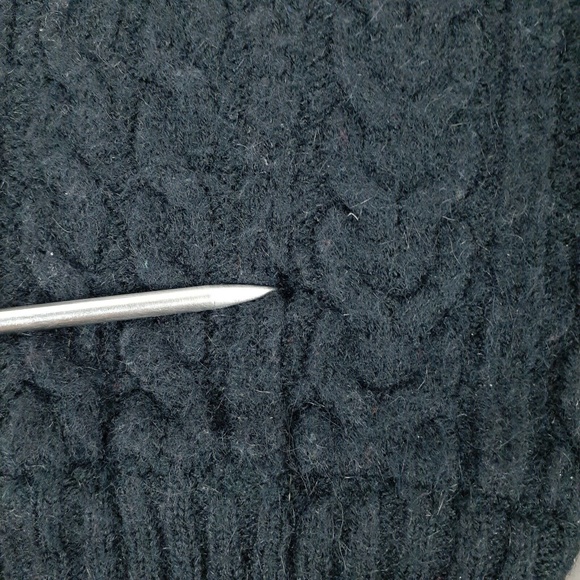 J.J. Browne Women's L Cardigan Shawl Sweater Wool-Blend Lounge Cable-Knit Black - Picture 4 of 12